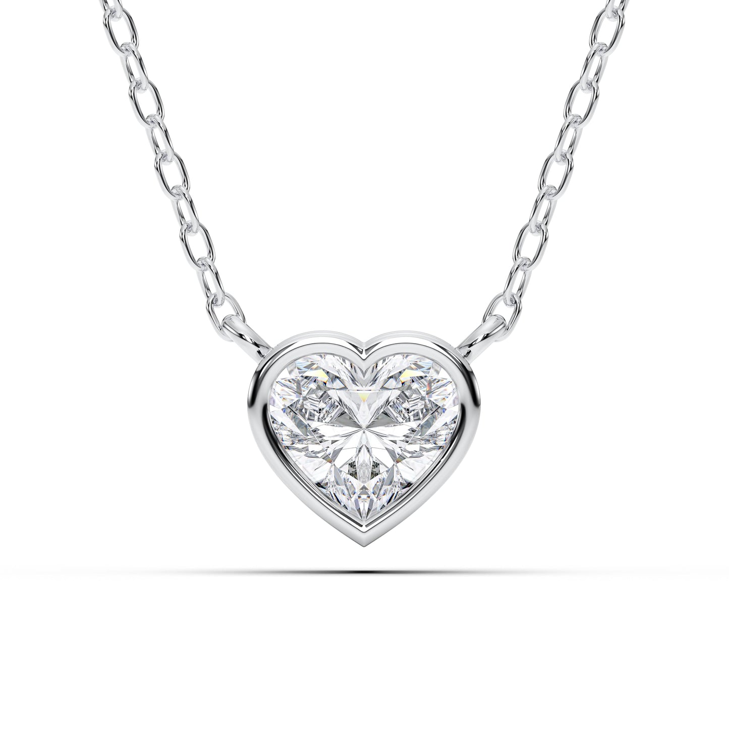Derosa Jewels 1 Carat Heart Cut Lab Grown Diamond Pendant Necklace for Women | Bezel Set Solitaire in 10K 14K 18K Rose White Yellow Gold | Elegant Fine Jewelry Gift for Anniversary Valentine Birthday