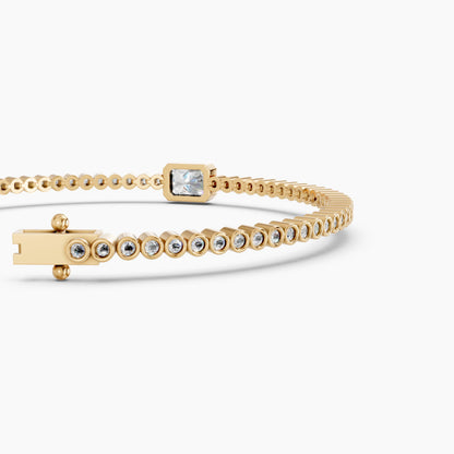 Derosa Jewels 1 Carat Certified Radiant Cut Lab Grown Diamond Bracelet for Women – 10K 14K 18K Gold (White, Yellow or Rose), Diamond Tennis Bracelet with Radiant Center Stone, 7 Inch