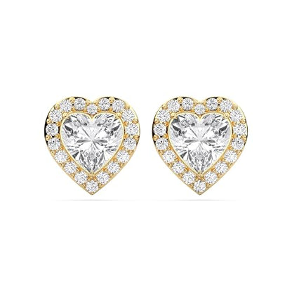 Certified Heart Halo Diamond Stud Earrings for Women – Heart Shape Diamond Earrings in 10K, 14K & 18K – Rose, White and Yellow Gold