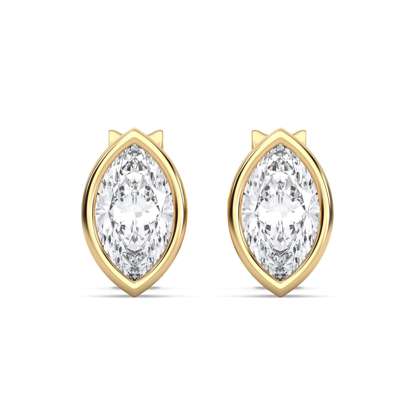 Certified 0.50-2 Carat Marquise Cut Bezel Set Diamond Stud Earrings for Women – Available in 10K, 14K & 18K – White Gold, Yellow Gold, Rose Gold