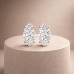 Cerified 2-5 Carat Marquise Cut Diamond Stud Earrings for Women – Solitaire Prong Set Earrings – Available in 10K, 14K & 18K – White, Yellow & Rose Gold