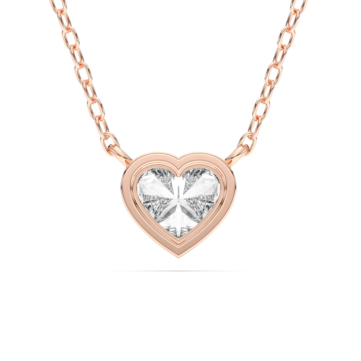 Derosa Jewels 1 Carat Heart Cut Lab Grown Diamond Pendant Necklace for Women | Bezel Set Solitaire in 10K 14K 18K Rose White Yellow Gold | Elegant Fine Jewelry Gift for Anniversary Valentine Birthday