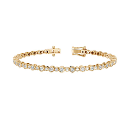 Derosa Jewels Lab Grown Diamond Tennis Bracelet for Women – 7 Inch, 10K 14K 18K Solid Gold (White, Yellow or Rose Gold), Bezel Set Diamond Bracelet, Fine Jewelry Gift