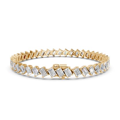 Derosa Jewels 10 Carat Emerald Cut Lab Grown Diamond Tennis Bracelet for Women – 7, 7.5 or 8 Inch, 10K 14K 18K Solid Gold (White, Yellow or Rose Gold), Certified Diamond Bracelet, Fine Jewelry Gift