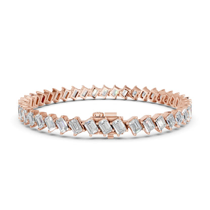 Derosa Jewels 10 Carat Emerald Cut Lab Grown Diamond Tennis Bracelet for Women – 7, 7.5 or 8 Inch, 10K 14K 18K Solid Gold (White, Yellow or Rose Gold), Certified Diamond Bracelet, Fine Jewelry Gift
