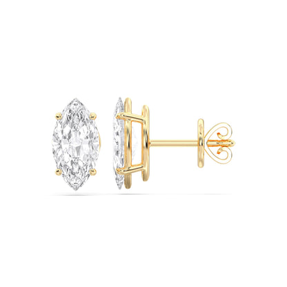 Cerified 2-5 Carat Marquise Cut Diamond Stud Earrings for Women – Solitaire Prong Set Earrings – Available in 10K, 14K & 18K – White, Yellow & Rose Gold