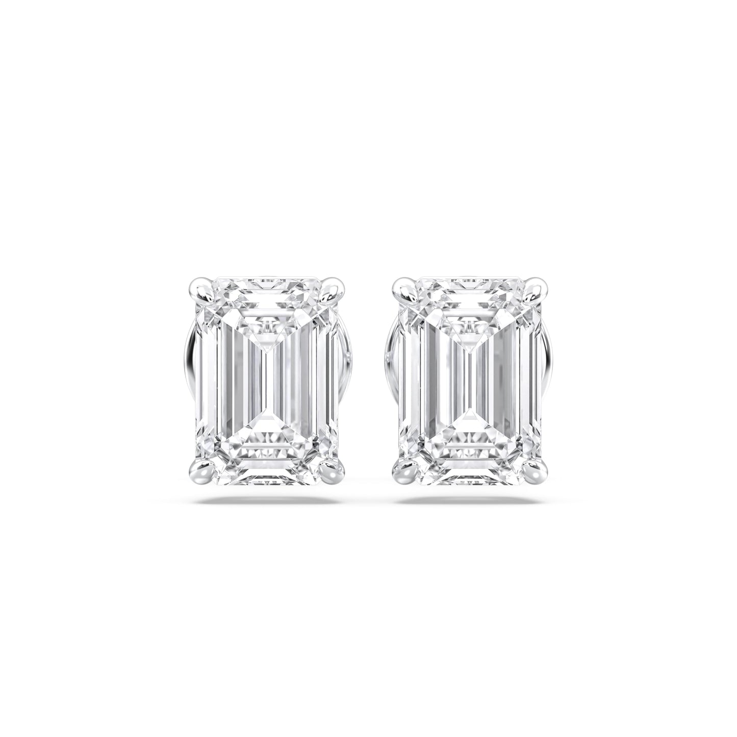 Certified 2-5 Carat Emerald Cut Diamond Stud Earrings for Women – Solitaire Emerald Shape Studs in 10K, 14K & 18K – Rose, White and Yellow Gold