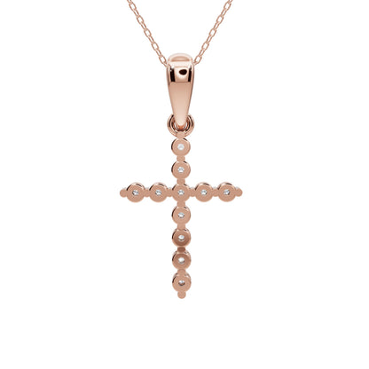 Derosa Jewels Lab Grown Diamond Cross Pendant Necklace for Women | 0.25-1.00 Carat Round Cut F-G/VS Diamonds | Solid 10K/14K/18K Rose, White, Yellow Gold | 18 Inch Chain Religious Jewelry Gift