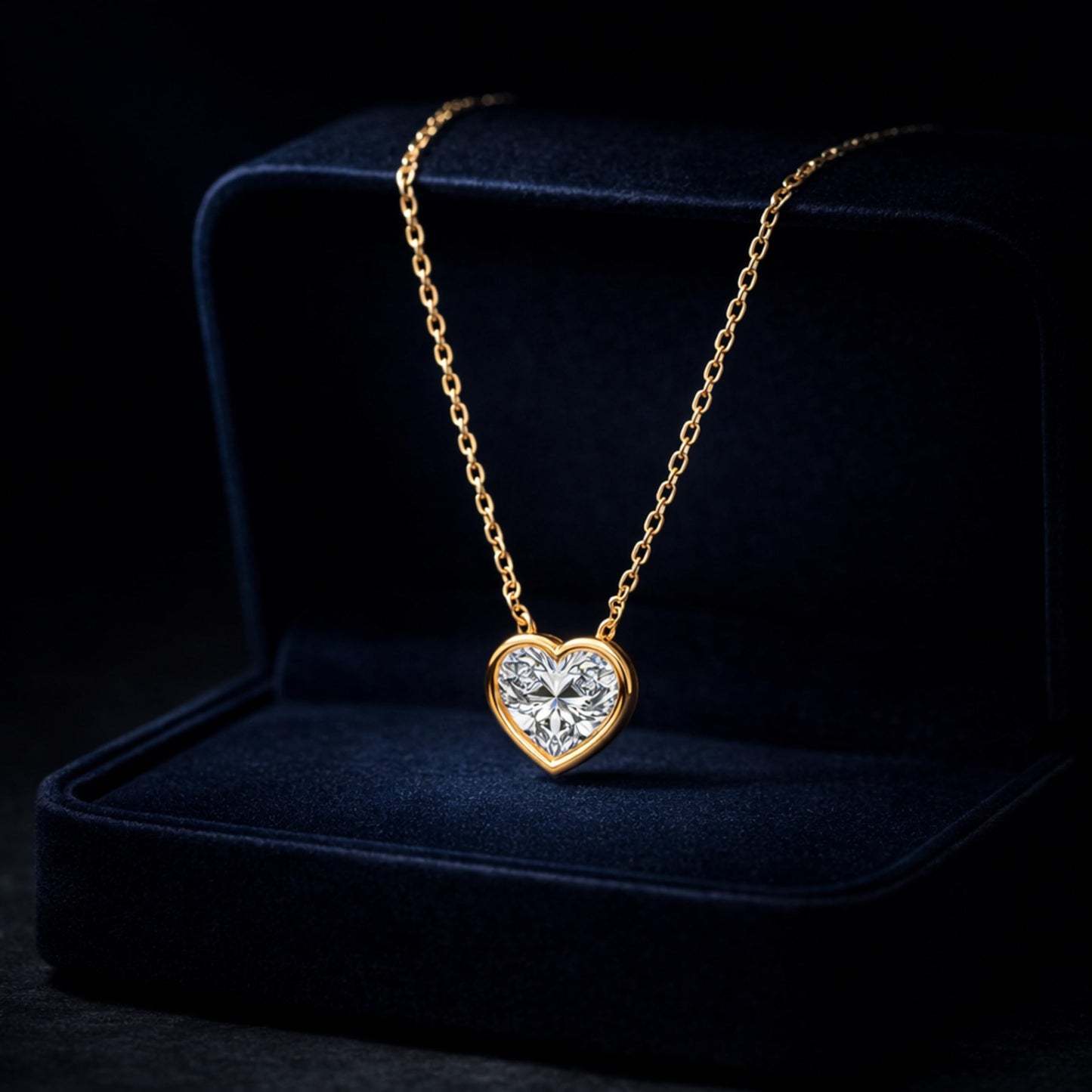 Derosa Jewels 1 Carat Heart Cut Lab Grown Diamond Pendant Necklace for Women | Bezel Set Solitaire in 10K 14K 18K Rose White Yellow Gold | Elegant Fine Jewelry Gift for Anniversary Valentine Birthday