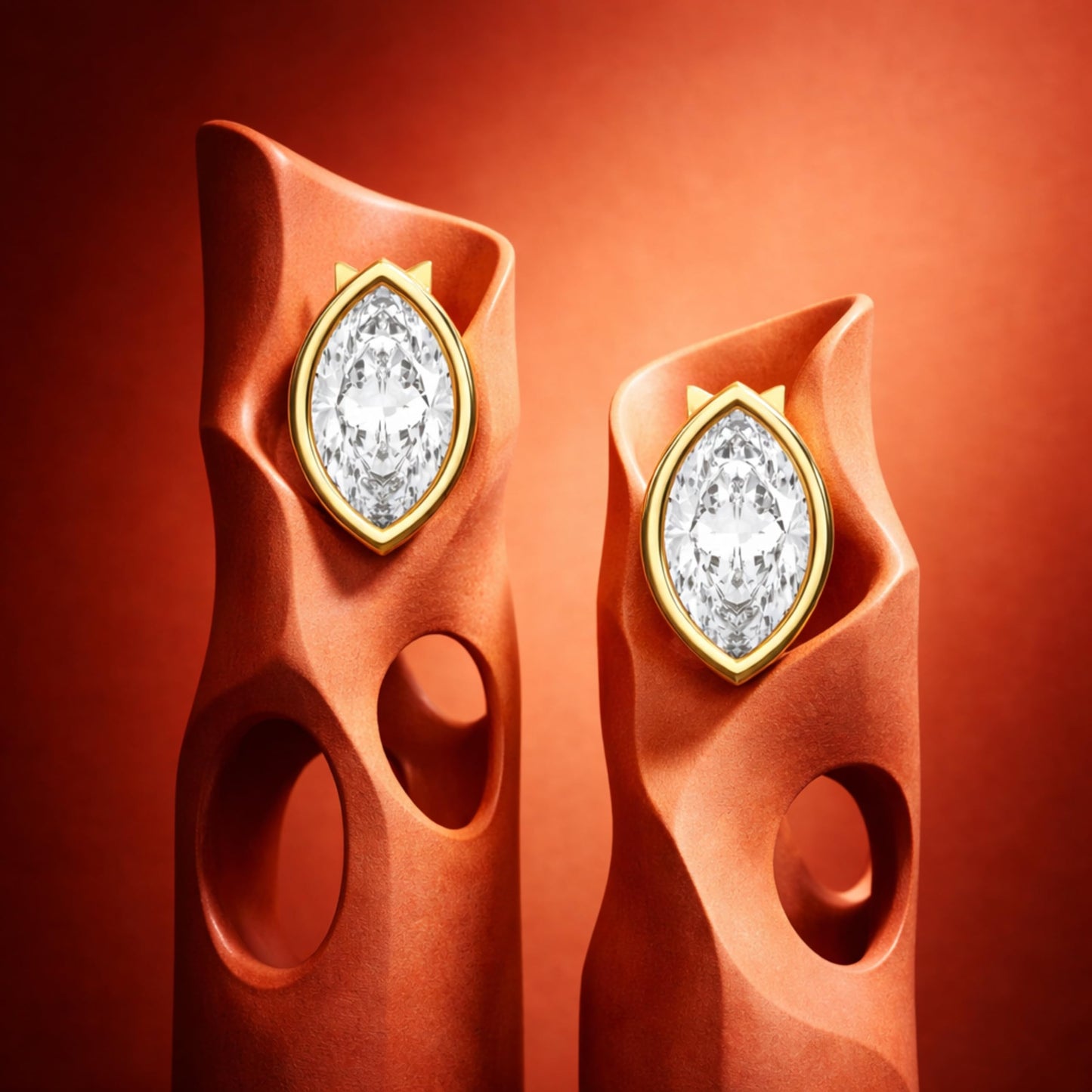 Certified 0.50-2 Carat Marquise Cut Bezel Set Diamond Stud Earrings for Women – Available in 10K, 14K & 18K – White Gold, Yellow Gold, Rose Gold