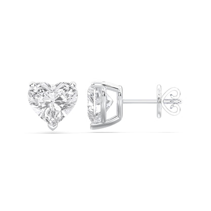 Certified 2-5 Carat Heart Cut Diamond Stud Earrings for Women – Solitaire Heart Shaped Studs – 10K, 14K & 18K – Rose, White and Yellow Gold – Solitaire Heart Shaped Studs