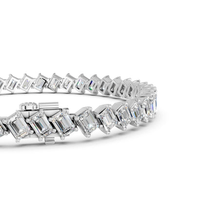 Derosa Jewels 10 Carat Emerald Cut Lab Grown Diamond Tennis Bracelet for Women – 7, 7.5 or 8 Inch, 10K 14K 18K Solid Gold (White, Yellow or Rose Gold), Certified Diamond Bracelet, Fine Jewelry Gift