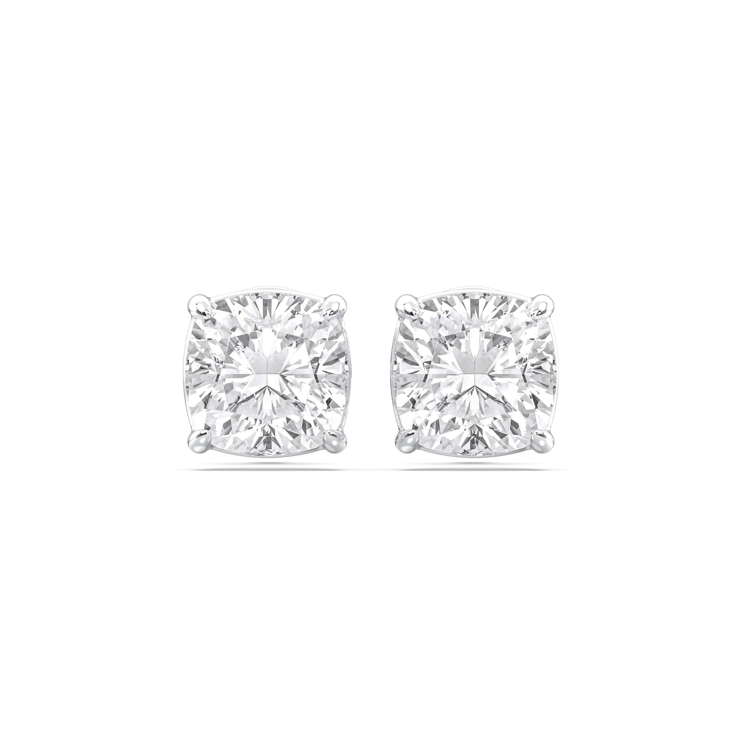 Certified 2-5 Carat Cushion Cut Diamond Stud Earrings for Women – Solitaire 4 Prong Setting – 10K, 14K & 18K – White Gold, Yellow Gold & Rose Gold