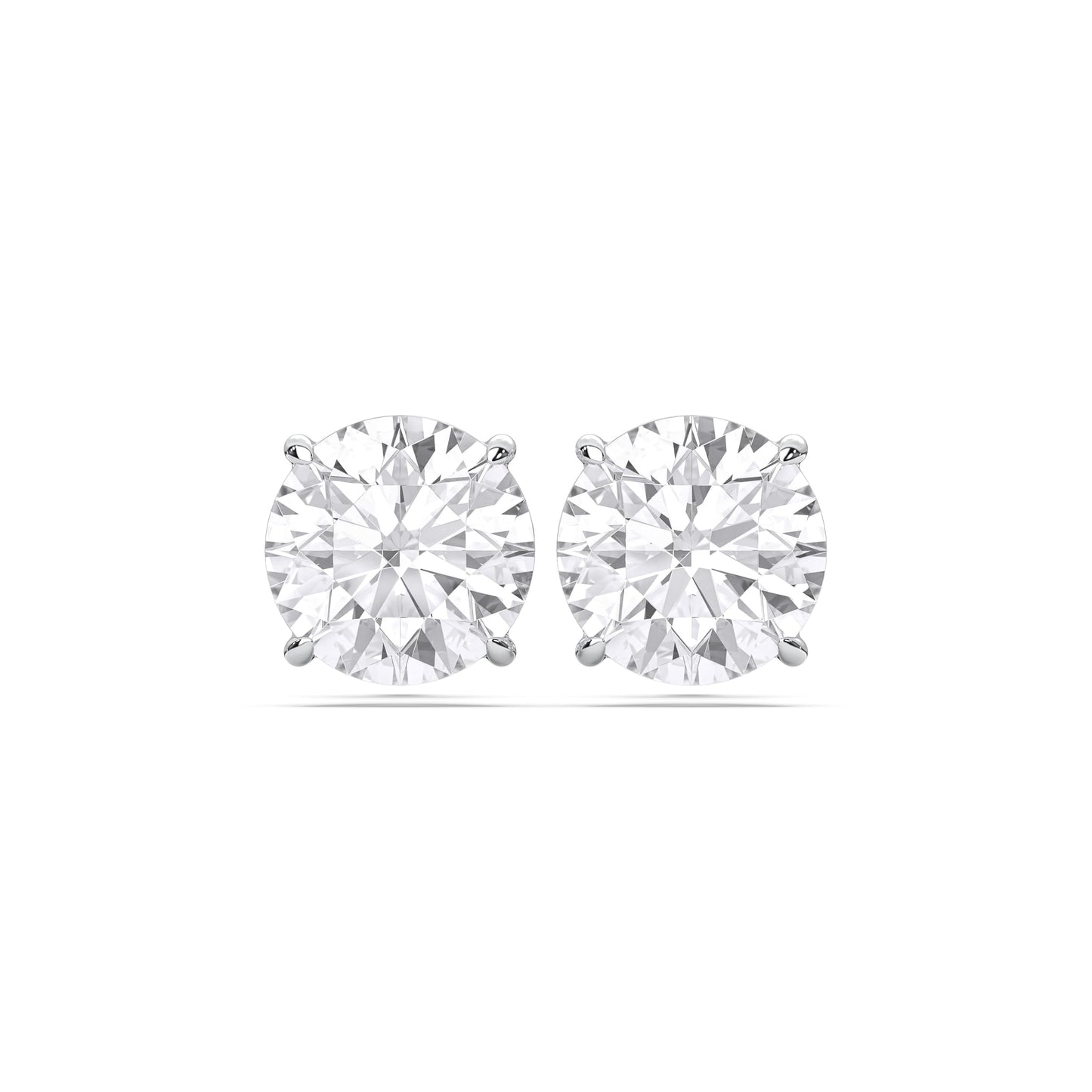 Certified 2-5 Carat Round Cut Diamond Stud Earrings for Women – Classic Solitaire Round Diamond Studs in 10K, 14K & 18K – Rose, White and Yellow Gold