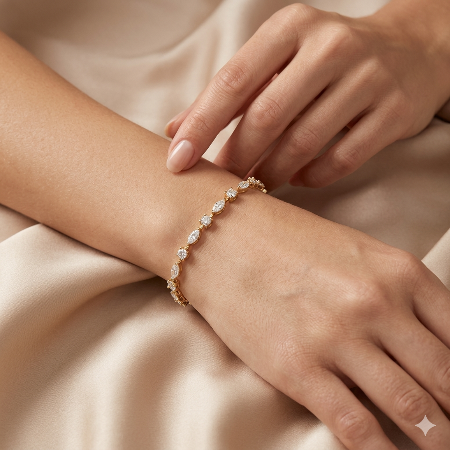 4 Carat Lab Grown Diamond Marquise & Round Tennis Bracelet for Women - 10K 14K 18K Solid Gold (Yellow White Rose Gold)